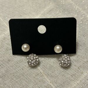 Elegant Silver and Pearl Stud Earrings